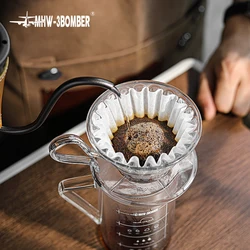 MHW-3BOMBER 50 sztuk papierowy filtr do kawy na ciasto 1-4 filiżanki kosz filtry do espresso jednorazowe Pour Over Dripper akcesoria baristy