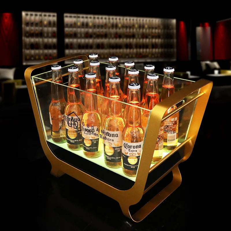 

Bar Nightclub KTV Champagne Boat Ice Bucket Ice Bucket Color Acrylic Iron Frame Boat Creative LED Luminous Ice Bucket