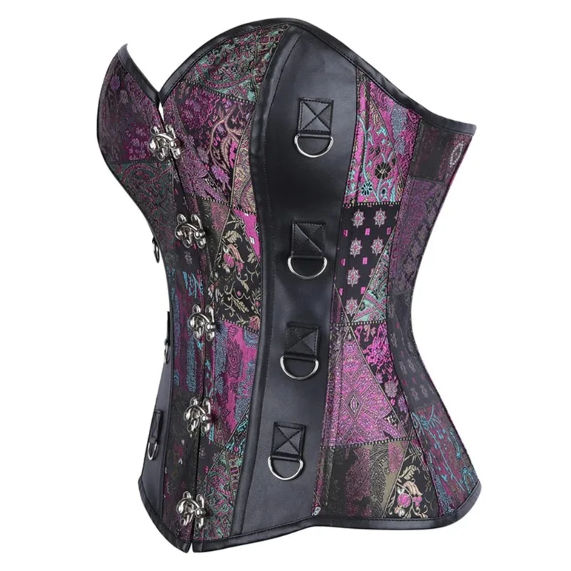 

Женский корсет в стиле стимпанк, топ Overbust, Хэллоуин, шнуровка, готический корсет в стиле стимпанк, металлический корсет