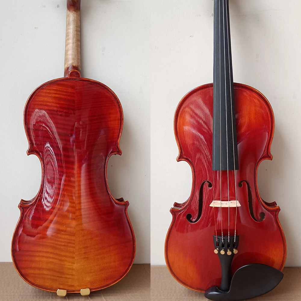 Over 20 years High-end handmade Left handed Backhand violin Italian vintage oily varnish 4/4 violino set brazilian bow with Box