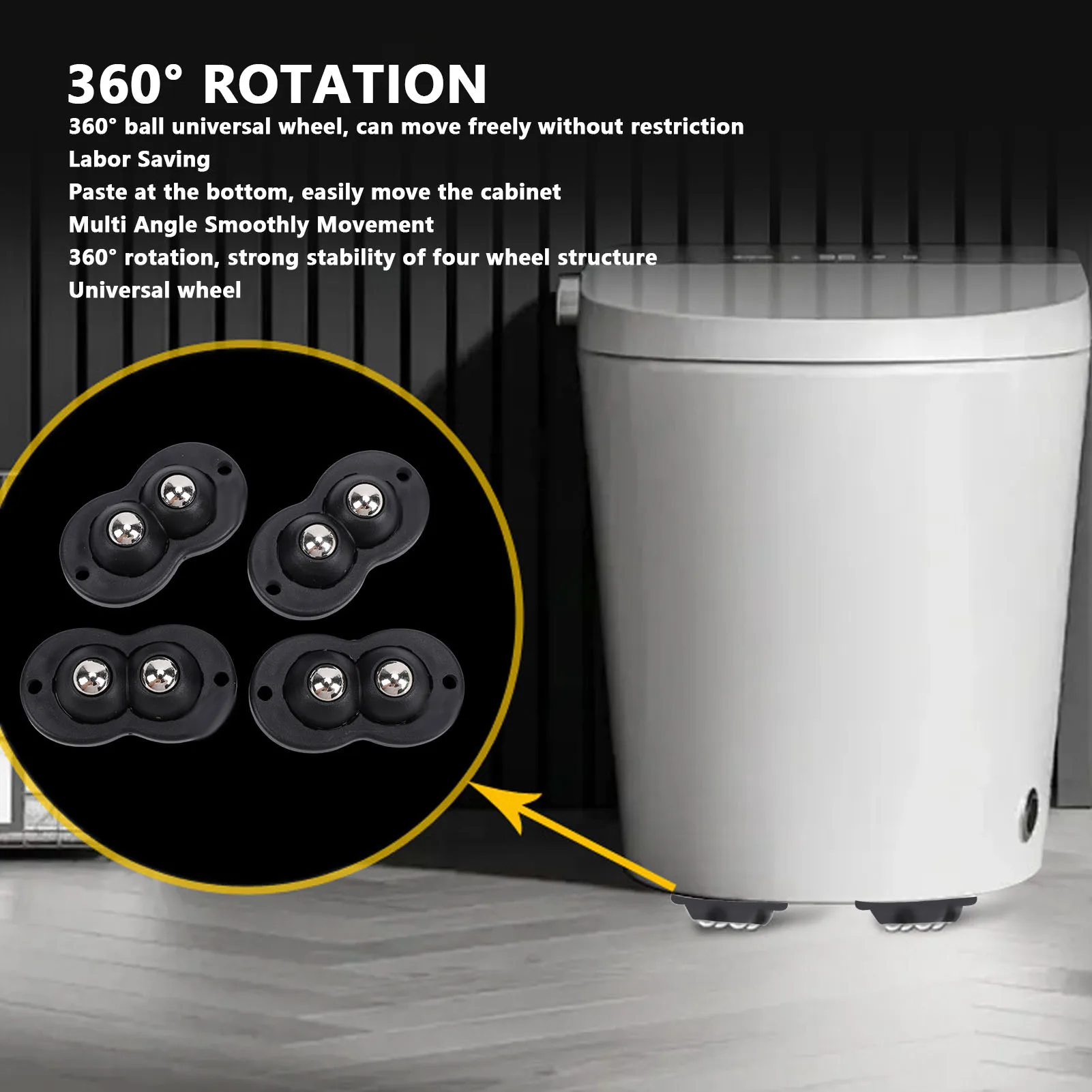 Ruote girevoli autoadesive da 16 pezzi doppie sfere in acciaio inossidabile Ruote a rulli per apparecchi con rotazione di 360 gradi per piccoli elettrodomestici