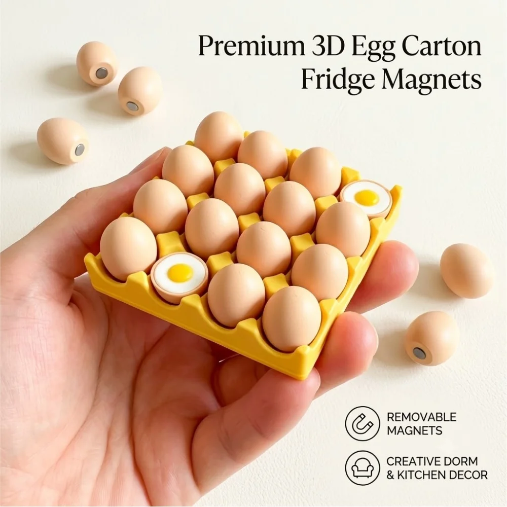 3D Fake Egg Tray Refrigerator Magnet Multi-use Picture Note Fixing Unique Kitchen Room Decorative Magnetic Decoration Sticker