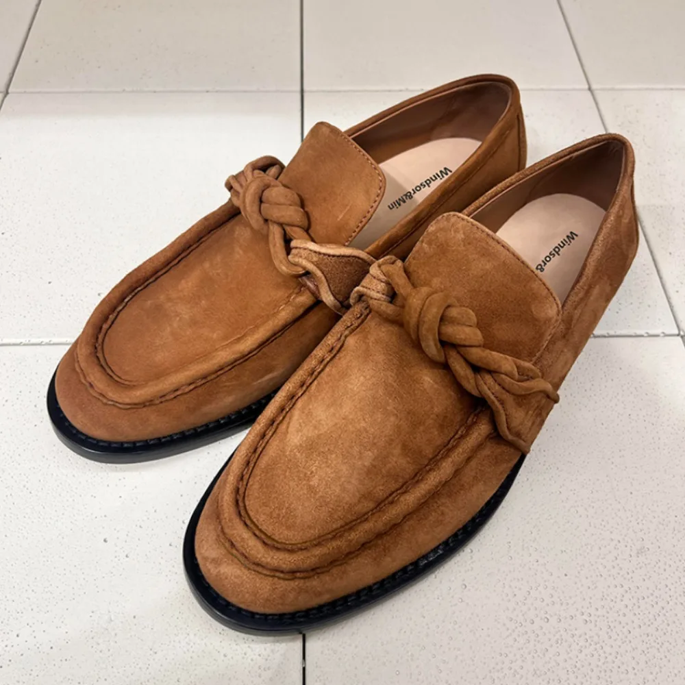 

NIGO Women's Autumn And Winter Mirad Brown Suede Loafers Fashion Casual Simple Vintage Flat Bottom Casual Single Shoes #NGSH1282