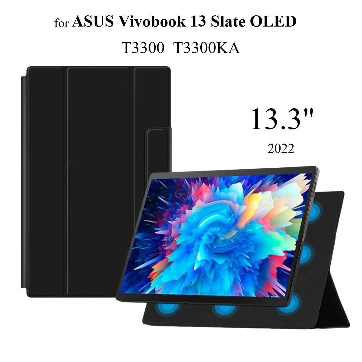 

Деловой чехол для ASUS Vivobook 13 Slate OLED T3300 T3300KA, 13,3-дюймовый чехол 2022, магнитные съемные флип-чехлы из искусственной кожи