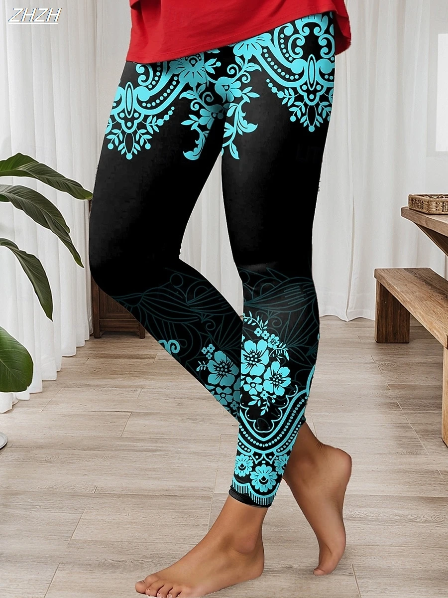 طماق المرأة نمط العرقية يطبع السراويل في الهواء الطلق البوليستر دنة تمتد مرونة الخصر ، التحكم في الخريف الشتاء الشارع الشهير #3