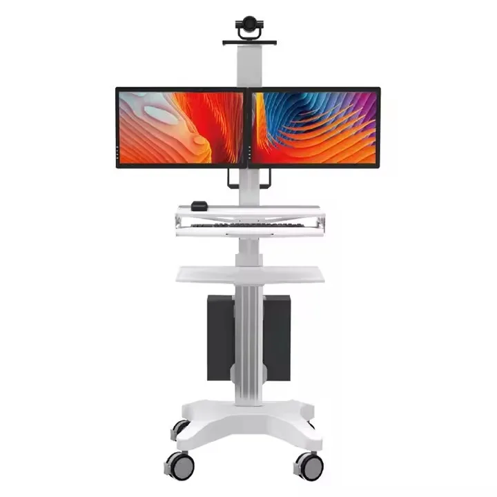 2026 new Mobile Medical Workstation Cart with Dual Monitor Mounts