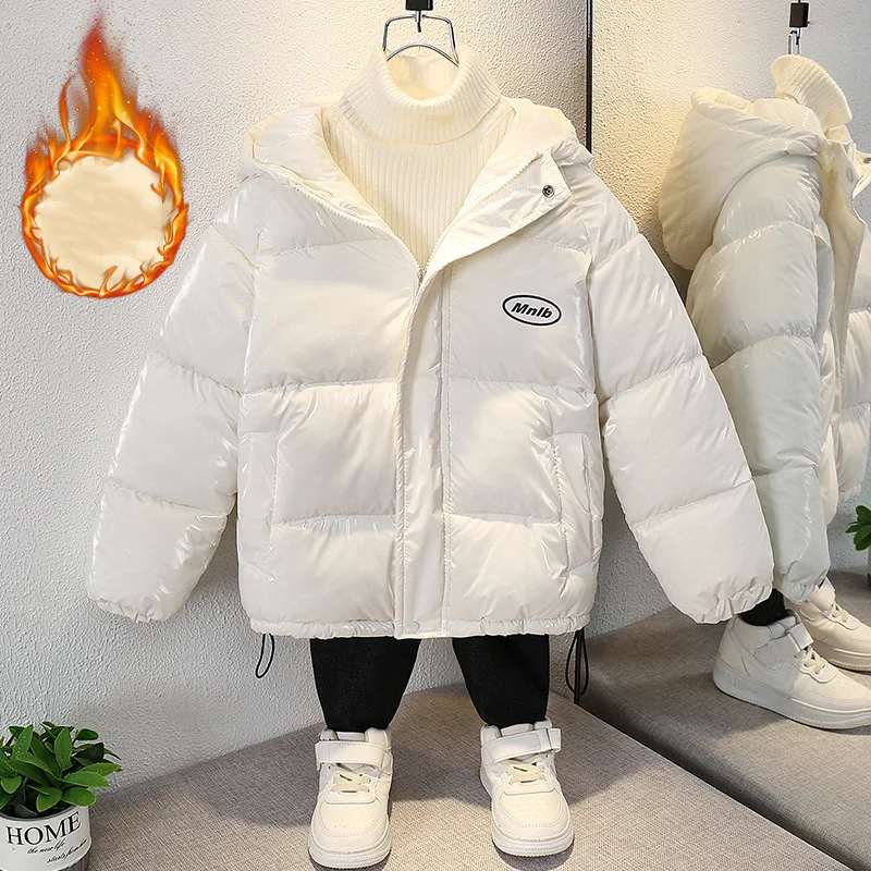 Winter Boys Girls Hooded Down Cotton Jacket Kids Toddler Outerwear Thicken Warm High Quality Reflective Fabric Coat Clothes New