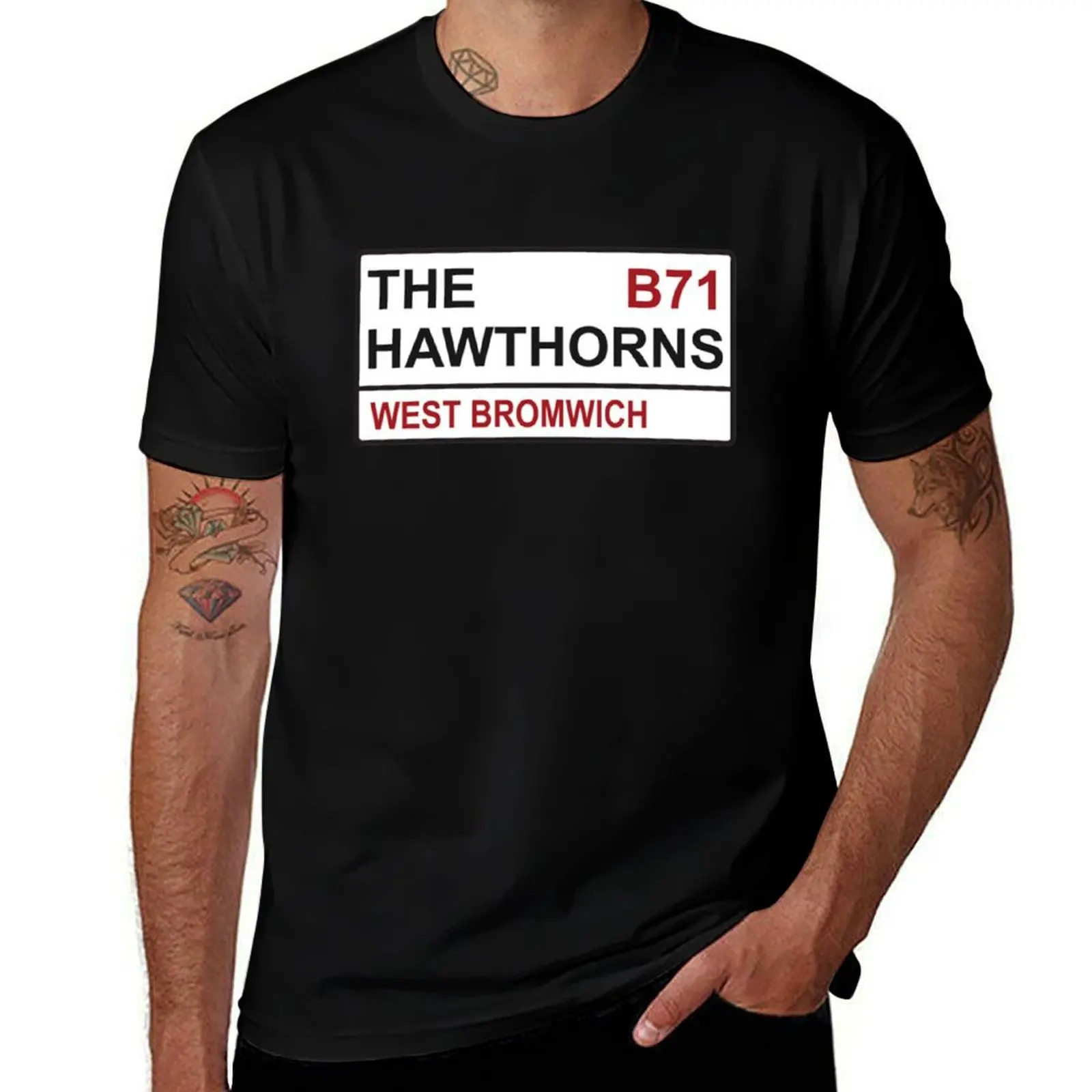 

West Brom foofball team the Hawthorns street sign T-Shirt graphic t shirts graphic t shirt vintage mens t shirts top quality