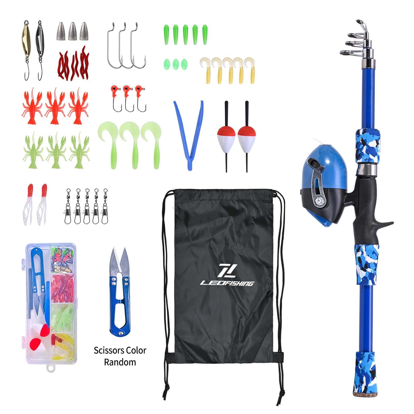 Kids Fishing Rod and Reel Combo Full Kit Telescopic Casting Pole with Spincast Reel EVA Handle for Boys Girls Beginners Amateurs