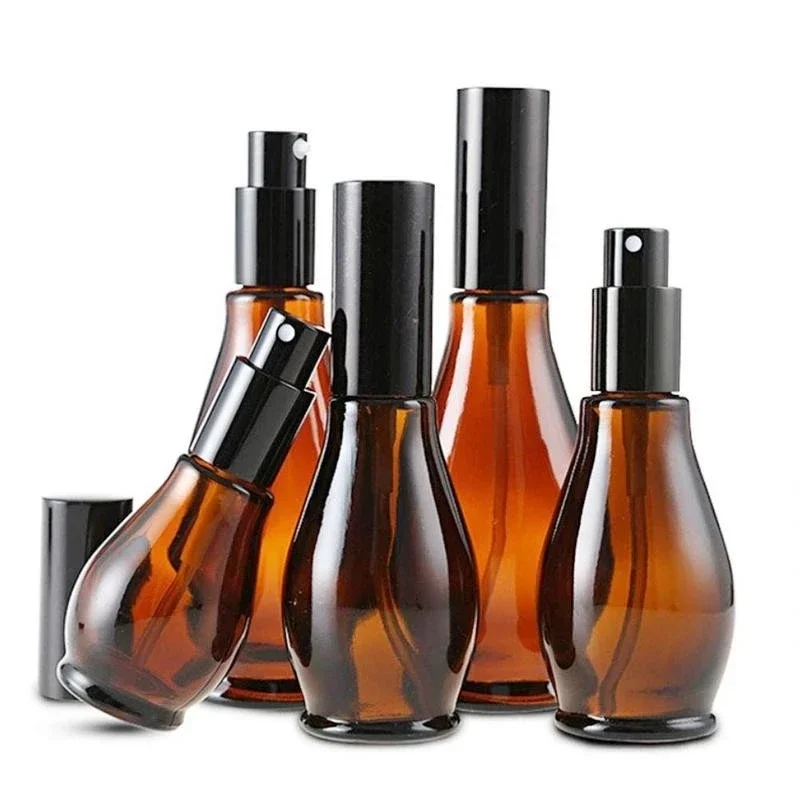 Empty Spray Bottle Amber Glass Travel Outdoor Refillable Portable Refillable Shampoo Perfume Liquid Atomizer Spray Bottles Pump