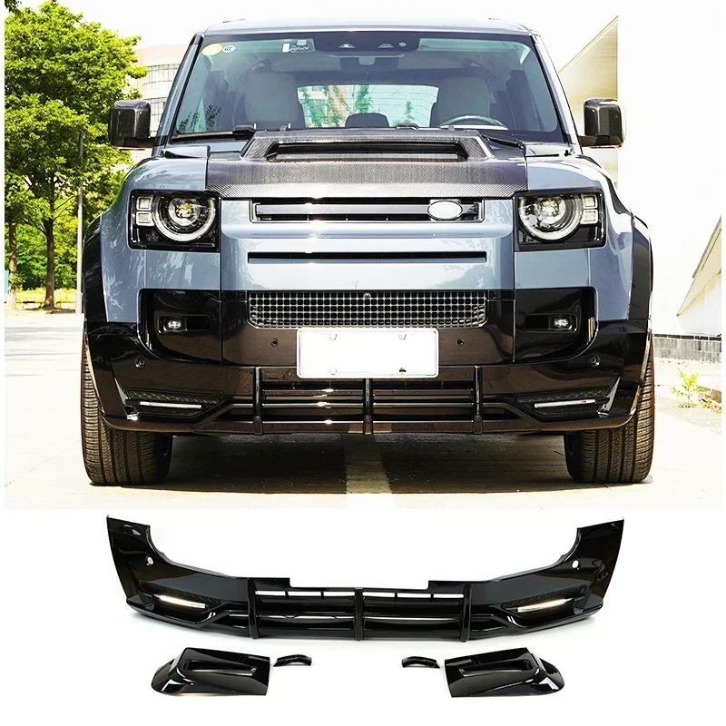 

Bumper Upgrade With Lighted Front Lip Plus Daytime Running Lights For Land Rover Defender 90 110 130 2020-2022