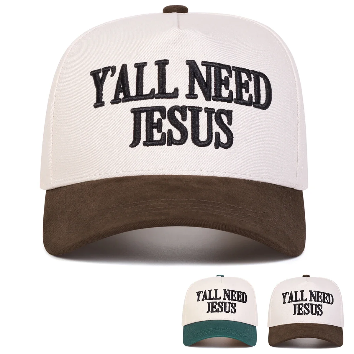 Gorras de béisbol unisex con letras bordadas Y'ALL NEED JESUS, gorras informales ajustables para primavera y otoño, gorra deportiva con protección solar
