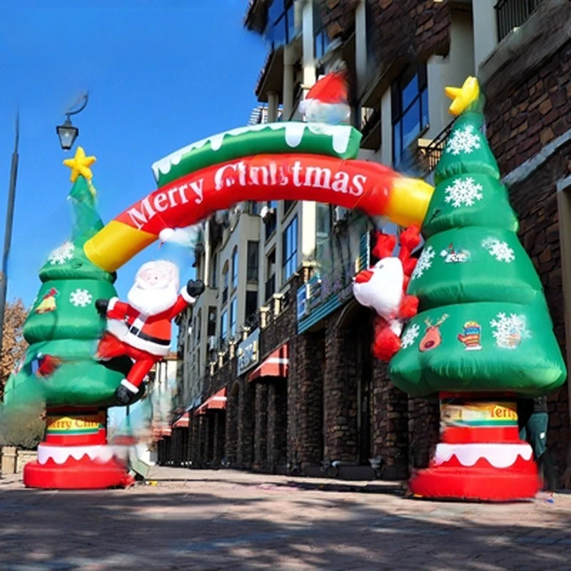 Claus and Elk Inflatable Decorative Santa Christmas Tree Arch Wholesale Customized Outdoor Events