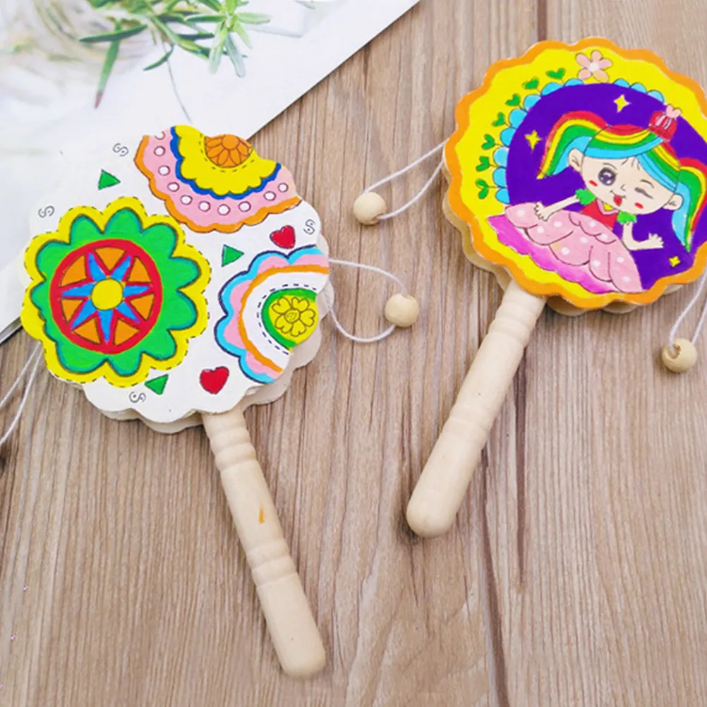 

Набор из 3 неокрашенных деревянных барабанов-погремушек для самостоятельной росписи, детского творчества, ручной росписи, декора для дома и рабочего стола