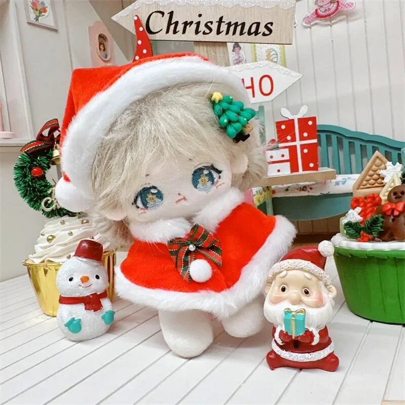 10cm Doll Clothes Plush Christmas Hat +Cape Dress Up Doll Accessories Changing Dressing Game Fans Gift Toys in Stock