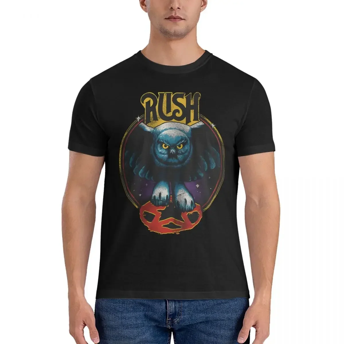 

Rock Fan Men T Shirt R-Rush Casual Tees Short Sleeve Crew Neck T-Shirt 100% Cotton Classic Clothes