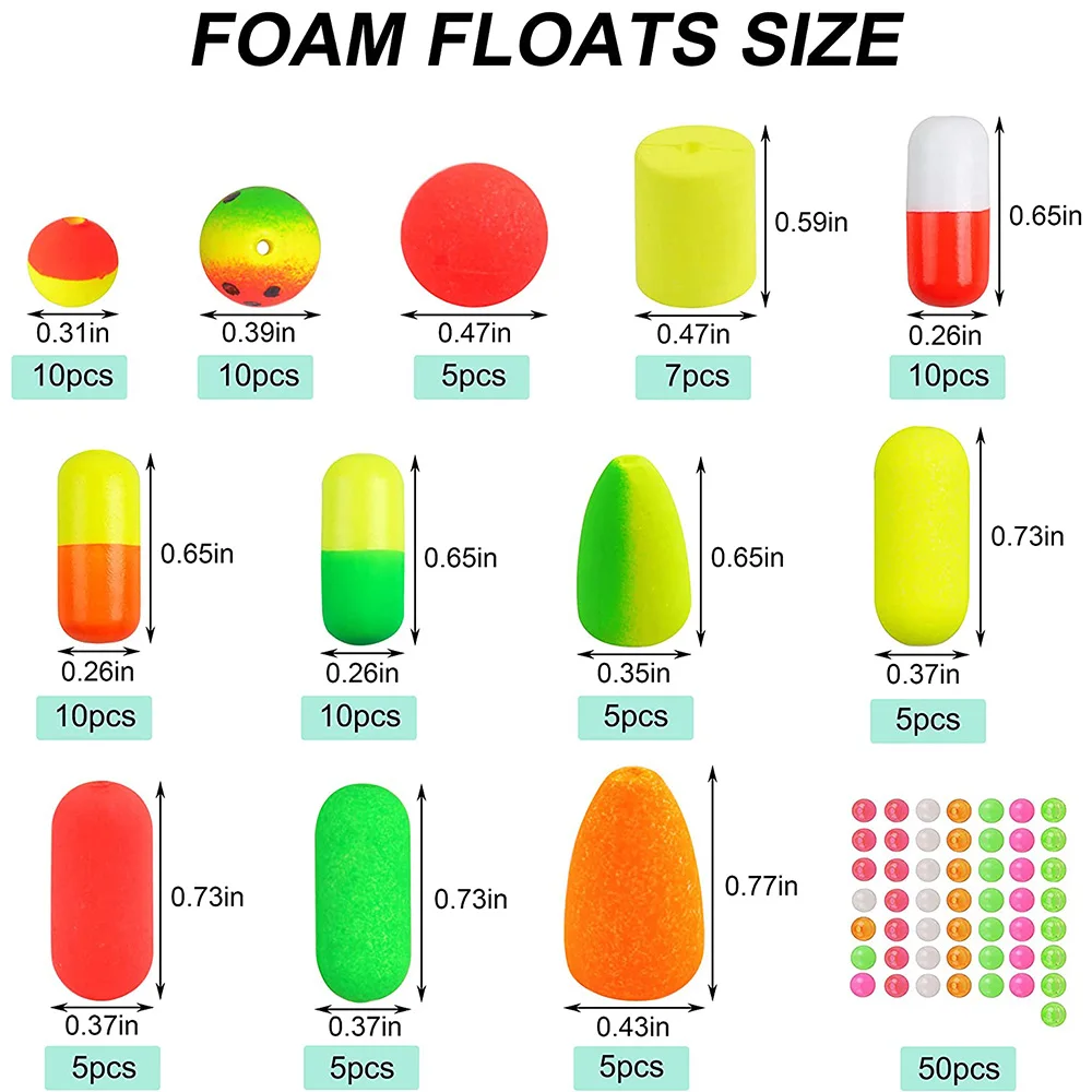 142Pcs Pompano Rigs Foam Floats Beads Kit Round Bullet Cylinder Float Bobber Fishing Rigs Tackle for Trout Catfish Walleye Rig