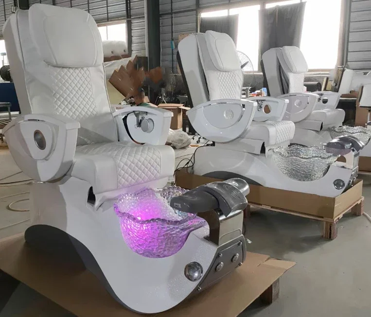 Luxury Modern White Black Beauty Nail Salon No Plumbing Pipeless Whirlpool Jet Foot Bath Spa Pedicure Massage Chair