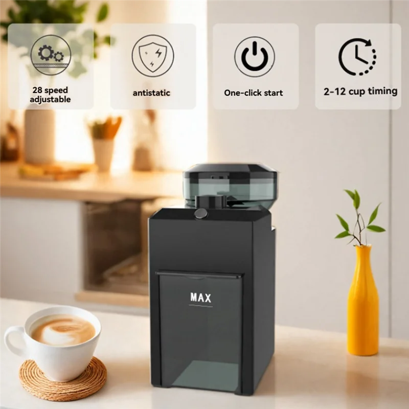 

Efficient-US Plug Electric Burr Coffee Grinder With Adjustable 28 Grind Settings For Up To 12 Cups