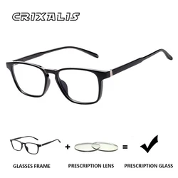 CRIXALIS Vintage Prescription Customization Glasses Men Square TR90 Eyewear Frames Blue Light Blocking Photochromic Lenses Male