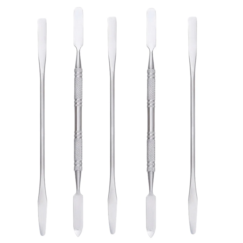 5Pcs Makeup Spatula Double Sided Stainless Steel Mixing Tool for Foundation Blush Lip Color Customizing Professional