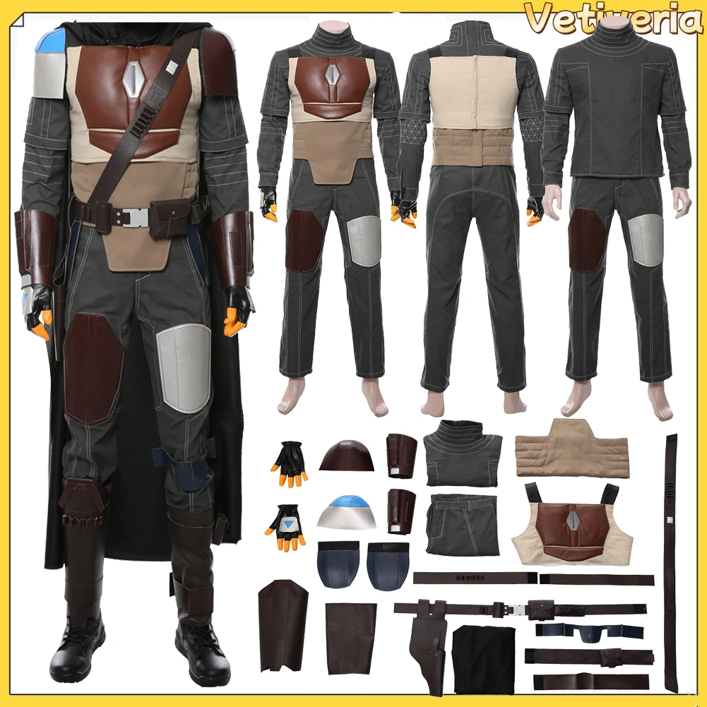 Din Cosplay Djarin Costume Top Pants Cloak Movie Space Battle Outfit Adult Men Women Disguise Role Play Halloween Carnival Suit