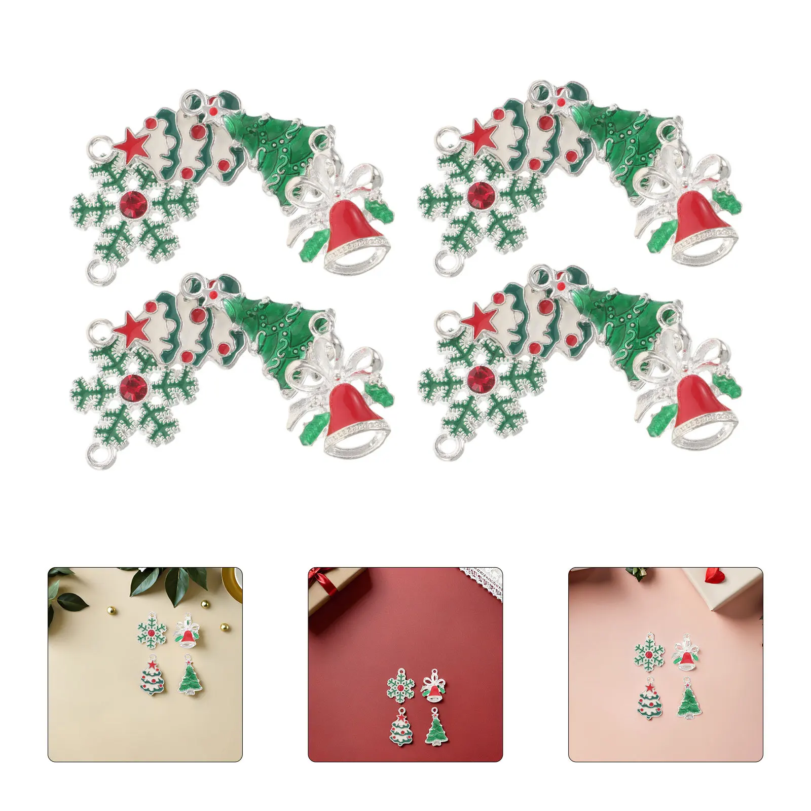 24Pcs Christmas Tree Charms Alloy Assorted Snowflake Bell Pendants DIY Jewelry Crafts Necklace Bracelet Supplies