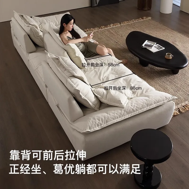 Segelsofa Internet Celebrity, cremefarbener Stoff, gerade Reihe, drei Rückenlehne verstellbar