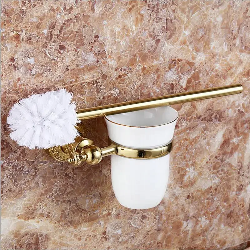 Engraved Stainless Steel Golden Bathroom Hardware Set Bath Towel Shelf  Toilet Brush Towel Bar Bathroom Accessories Set