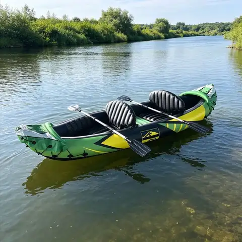 Hot Selling 2 Person Inflatable Kayak Drop Stitch Floor Portable Inflatable Canoe Leisure Water Sports Rubber Boat Dropshipping