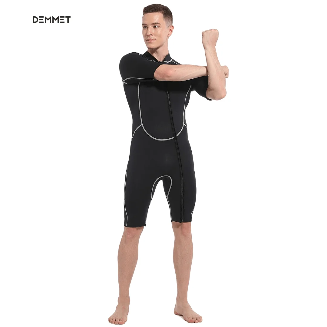 New Wetsuit Men\'s Style 3mm Neoprene One-piece Short Sleeves Swimsuit Warm Sun Protection Snorkeling Outdoor Surf Wet Type Suit