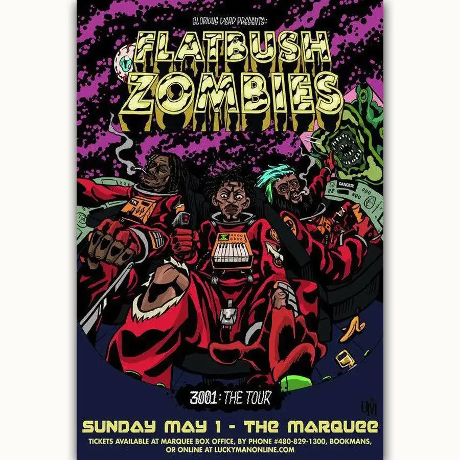 Flatbush Zombies Hip Hop Group Music Star 2-Silk Art Poster Wall Sticker Decoration Gift