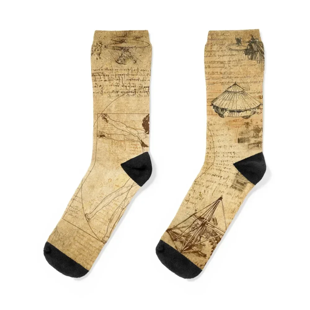 Leonardo da Vinci The Vitruvian Man (edited) Socks Hiking boots winter snow funny sock Men Socks Luxury Brand Women's