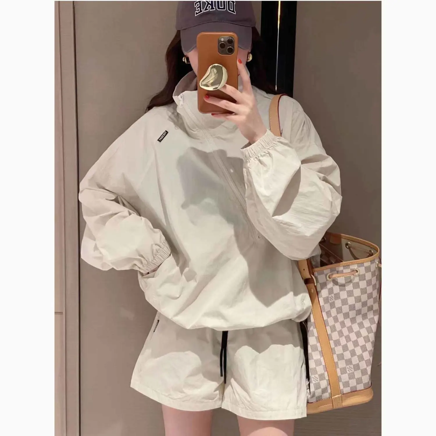 مجموعة Dongdaemun Chic رقيقة للحماية من الشمس سترة واقية من الرياح كاجوال رياضية مكونة من قطعتين مجموعة نسائية صيفية من Sli Commuter Win...