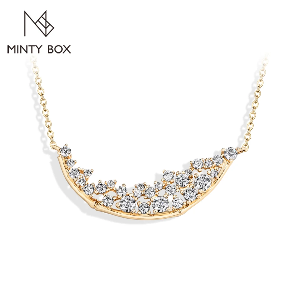 

MINTYBOX Moissanite Necklaces S925 Sterling Silver Lab Created Diamond for Women 45+5cm Luxury Pendant Fine Jewelry Wedding Gift