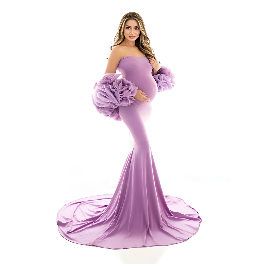 

Photography and Maternity Dresses Floral Wraps Stretchy Maternity Dresses for Photoshoot Baby Shower Dress for Pregnant Women