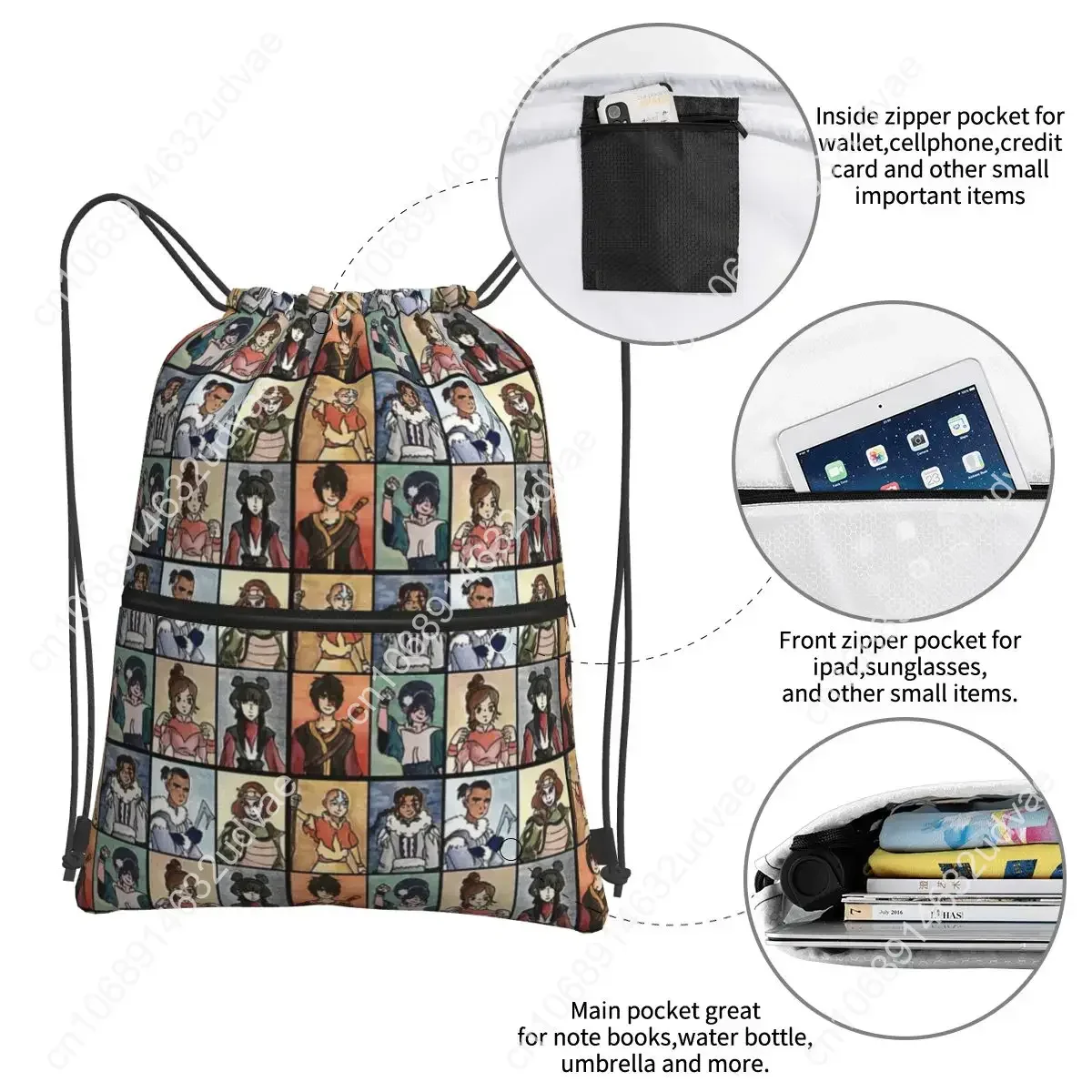 The Last Paintbender Team Avatar Ultimate Backpacks Drawstring Bag Drawstring Bundle Pocket Shoes Bags For School Students