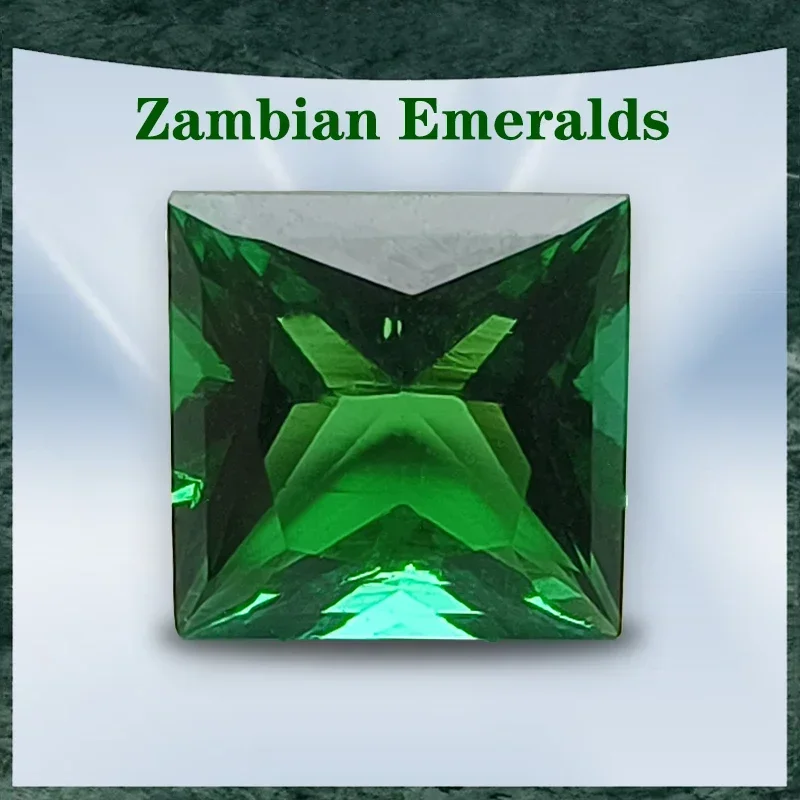 

Top Lab Grown Zambian Emeralds Princess Cut Selectable AGL Certificate Hydrothermal Hand Cutting with Cracks Inclusions Inside