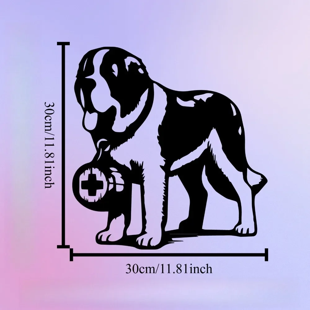 CIFBUY Saint Bernard Metal Wall Art Lifelike Weatherproof Iron Dog Mural Sculpture Decor for Outdoor Patio Garden Home