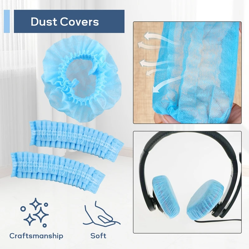 100 Pcs Disposable Hygienic Sanitary Earpads Ear Pads Cushions Stretchable Fabric For Headsets