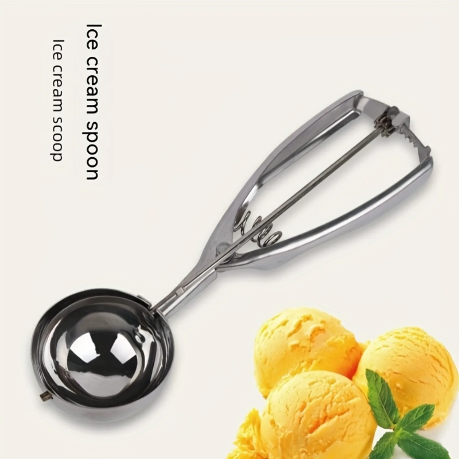 

1pc Stainless Steel Ice Cream Scoop - Ergonomic Trigger Design for Effortless Scooping - Durable Melon & Dough Spoon for Baking,