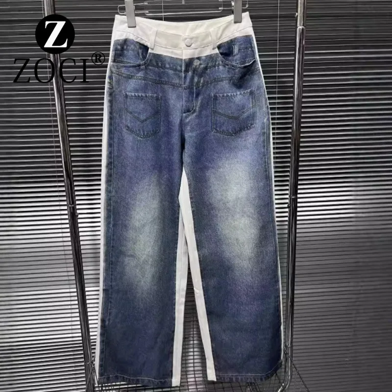 [zoci]-2024-jeans-con-bolsillo-estampado-de-imitacion-de-color-moderno-con-diseno-de-nicho-de-principios-de-otono