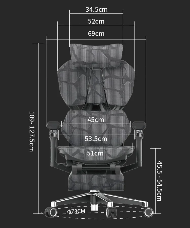 Gaming Chair with Footrest, Lumbar Protection, Ergonomic, Home Office, Comfortable Sedentary Reclining, 6D Armrests