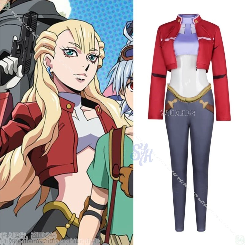 

2025 Anime BULLET Cosplay Noah Costume Short Racing Uniform Handsome Red Jacket Pant Waist Exposed Wigs Halloween Party Custome