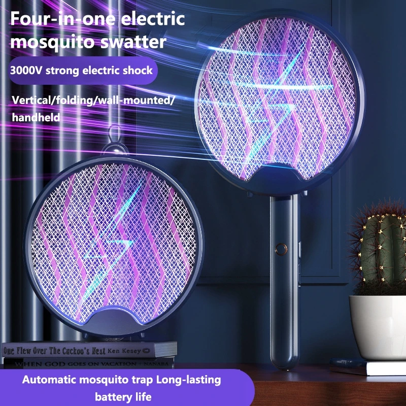 4-in-1 قاتل الماموس الكهربائي القابل للطي USB قابلة للشحن علة صاعق مع ضوء الأشعة فوق البنفسجية جدار جبل المحمولة للداخلية في الهواء الطلق