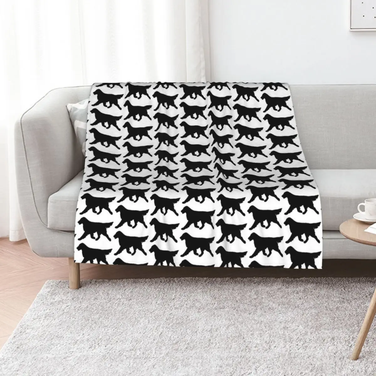 Flat-Coated Retriever Silhouette Throw Blanket for sofa Picnic Luxury St Kid'S Bed Fashionable Retros Blankets