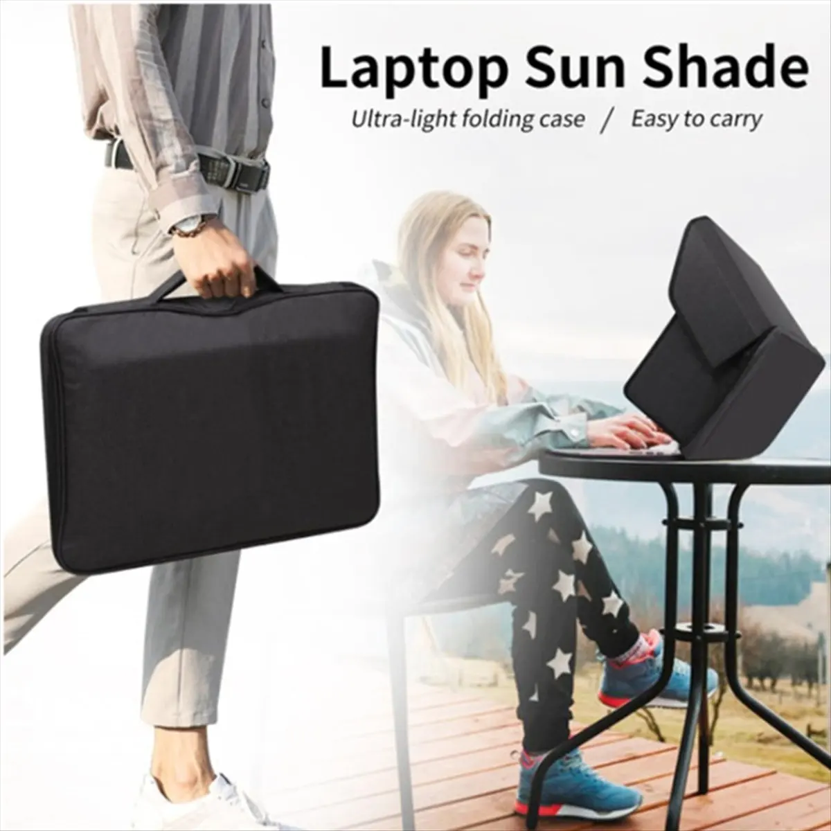 [VALUE PACK]Laptop Sun Shade Privacy Screen Hood Portable Foldable Laptop Bag Outdoor Working for Notebook Sunshade
