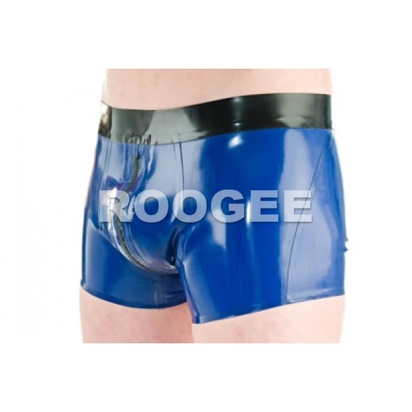 

Free shipping! Man's latex shorts with front short zipper