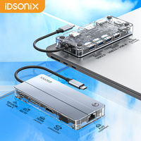 IDSONIX USB 3.0 Type C HUB 11 in 1 High Speed Transparent Docking Station with 4K HDMI 1000M Ethernet PD 100W SD/TF for Macbook