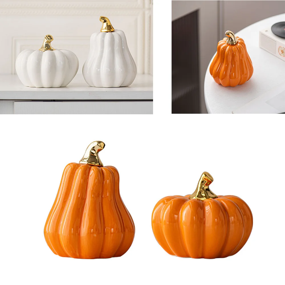 

Classic European Style Ceramic Lovely Funny Vegetable Pumpkin Ornament Home Figurines Arts Crafts Desk Decor Statues Sculpture
